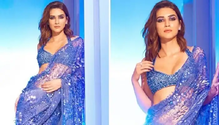 Kriti Sanon Glamorous Photo | kriti sanon looking hot and stunning in blue transperent saree