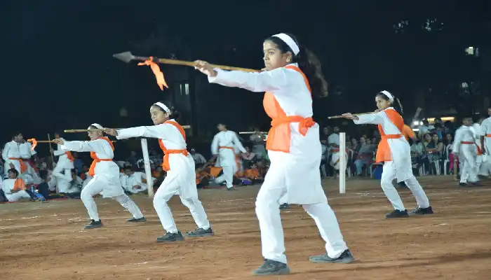 NEMS School Pune | Demonstration of martial arts and manly games of Shiva's age enthralled N.E.M.S. 850 students participated in the school's annual sports day