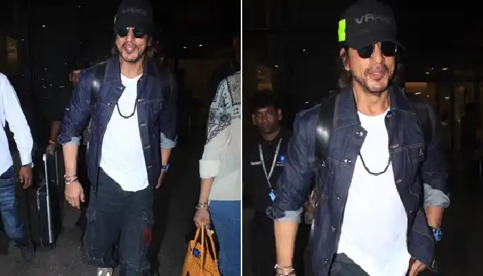 Shahrukh Khan Spotted At Airport | bollywood king shahrukh khan was captured by paparazzi in dashing look at the airport
