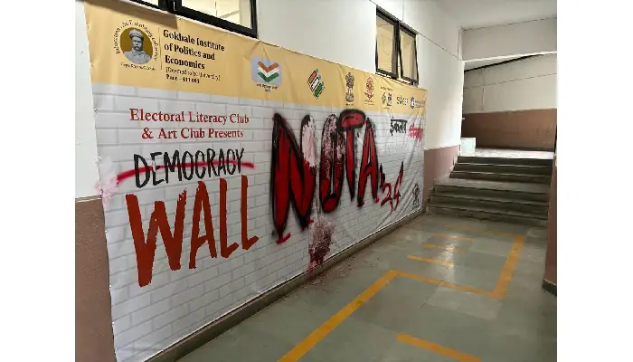 Gokhale Institute In Pune | Incident at Gokhale Institute in Pune, Voter Awareness Board wrote 'Inqlab Zindabad', 'NOTA'